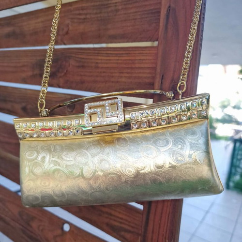 Women's shoulder bag vintage style, gold