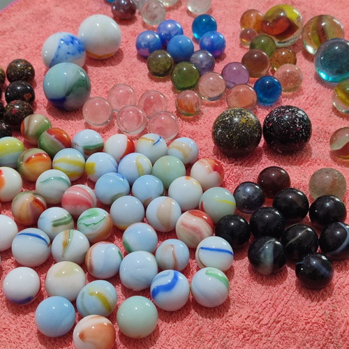 Glass marbles vintage 70s 80s used, good condition