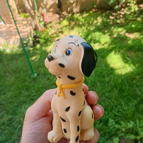 Vintage rubber Dalmatian dog figure used, squeeze toy