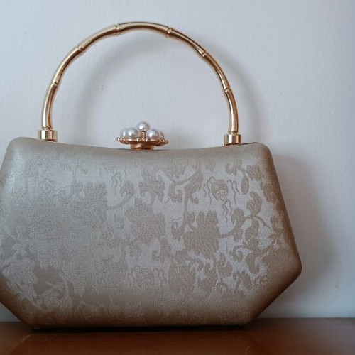 Evening bag Joy Star La Moda champagne gold floral embossed like new