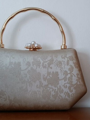 Evening bag Joy Star La Moda champagne gold floral embossed like new
