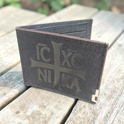 Fabric wallet with printed Jesus Christ Nika, new, black