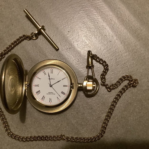 Chaika vintage quartz pocket watch gold plated used