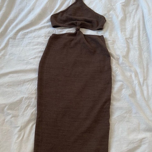 Brown cutout midi dress like new, size L