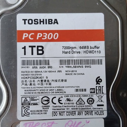 Toshiba PC P300 HDWD110 1TB SATA 6.0Gb/s hard drive