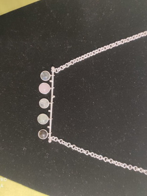 Silver Necklace with Exclusive Moss Prehnite Fiery Labradorite Chain 45 cm New