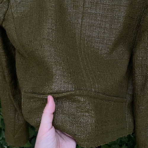 MSGM Archive Resin-Coated Tweed Jacket Olive Khaki like new