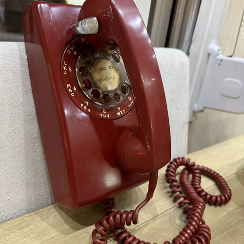 Western Electric Wall Phone Model 554 used, vintage cherry red rotary