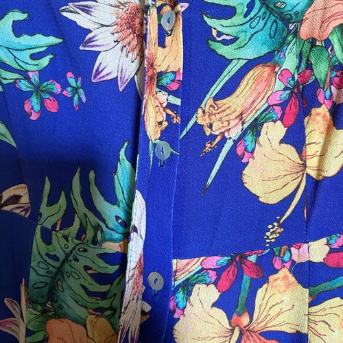 Zic Zac dress long sleeveless with buttons and belt used, blue floral, small