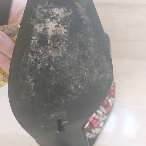 Mule shoes used, satin with floral embroidery, size 36