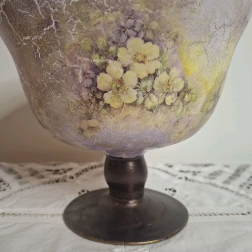 Fruit Bowl Handmade in Pale Colors with Flowers