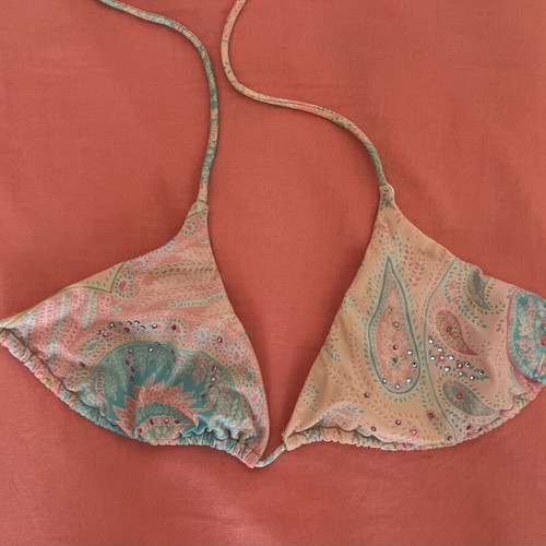 Miss Naory bikini top used, vintage pink multicolor, size M