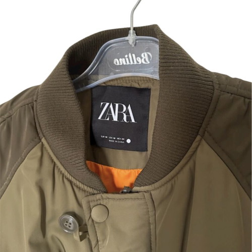 Zara bomber jacket like new, medium oversized, khaki with orange lining