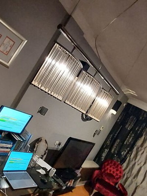 Custom Made triple pendant ceiling light, plexiglass