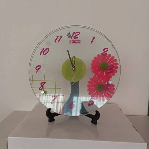 TFOUND ARTCLOCK wall clock with pink gerbera flowers