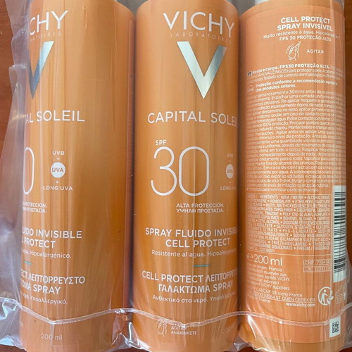 Vichy Capital Soleil Cell Protect Sunscreen Spray SPF30 new, pack of 3
