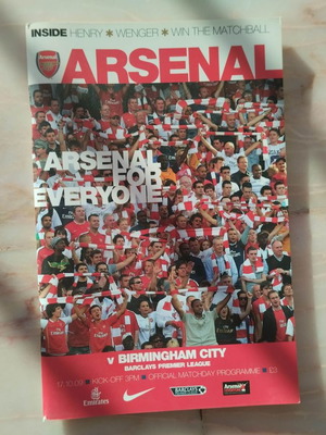 Match program Arsenal - Birmingham City 17.10.2009 like new
