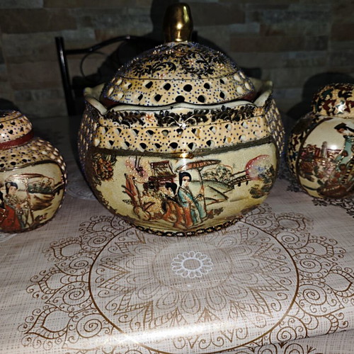 Satsuma vintage ceramic set of 4 pieces used
