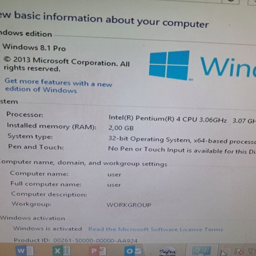 Pentium 4 Desktop PC 3.06 GHz 2 GB RAM 400 GB HDD Windows Office used