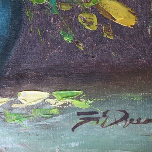 Oil painting vase with roses on canvas like new