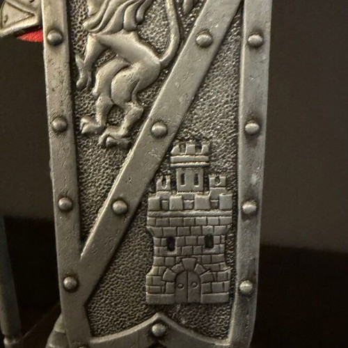 Vintage Medieval Metal Knight 28cm with Shield and Halberd like new