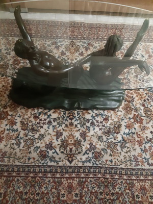 Τραπεζάκι σαλονιού γλυπτό με κρύσταλλο μπιζουτέ, σαν καινούργιο