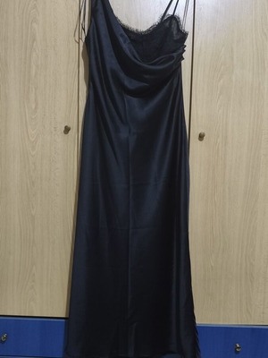 Zara satin dress, black, size L