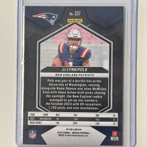 2024 Panini Mosaic Rookie Prizm Ja'Lynn Polk New England Patriots card new