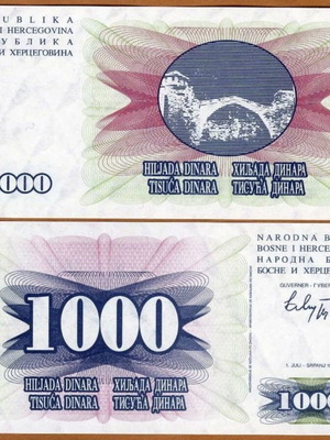 Bosnia Herzegovina 1,000 Dinara 1992 banknote new