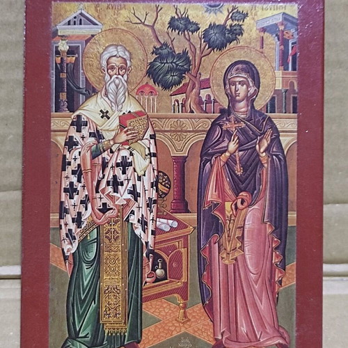 Icons of Saints Kyprianos and Ioustini on wood like new