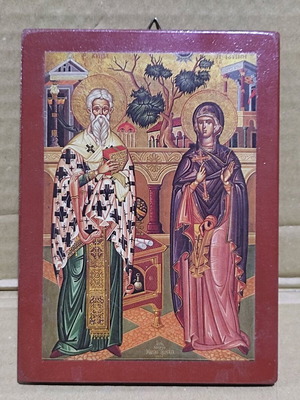 Icons of Saints Kyprianos and Ioustini on wood like new