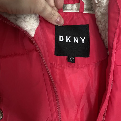 DKNY fuchsia puffer jacket, size L
