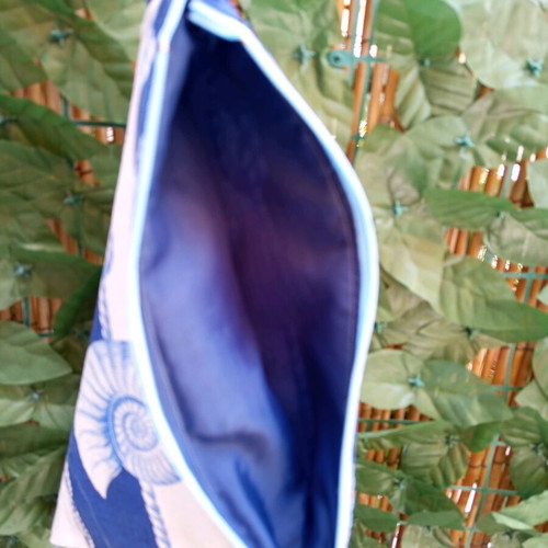 Cotton toiletry bag with sea theme, handmade
