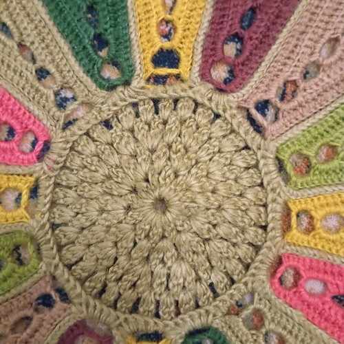 Set of 2 handmade vintage round knitted rugs like new