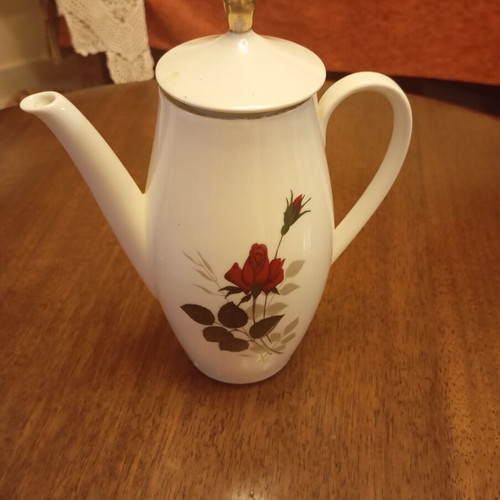 Vintage porcelain jug Seltmann Weiden Bavaria Rose Stem used with lid