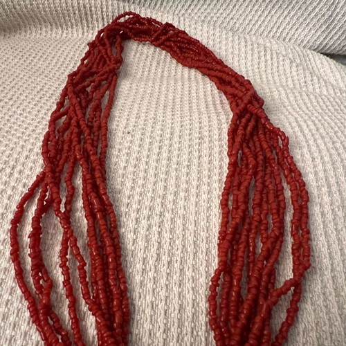 Vintage multilayer necklace with natural red coral like new, 54g