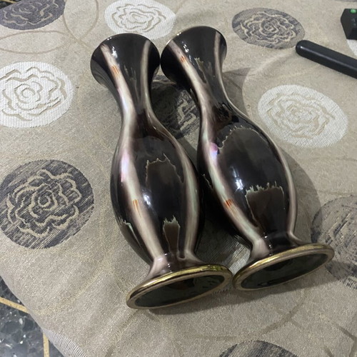Vintage ceramic bud vases pair, West Germany Jasba, 1950s-60s