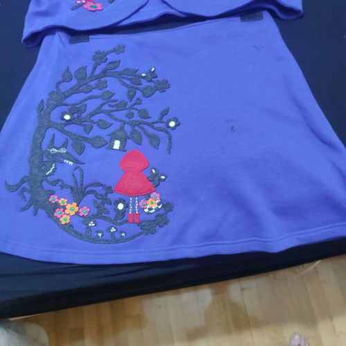 Handmade jacket with skirt like new, size Large, blue