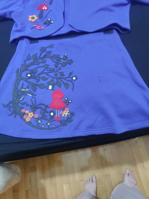 Handmade jacket with skirt like new, size Large, blue