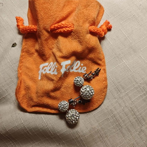 Folli Follie earrings with zirconia dangling like new, silver