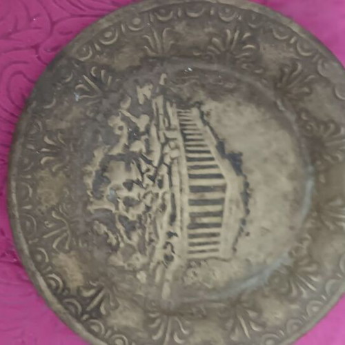 Iron carved ashtrays used, set of 2, 1950s 1960s