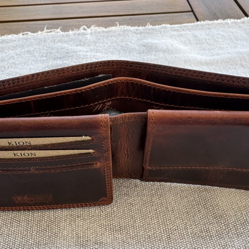 Men's Wallet new, genuine leather, brown, 6 card slots