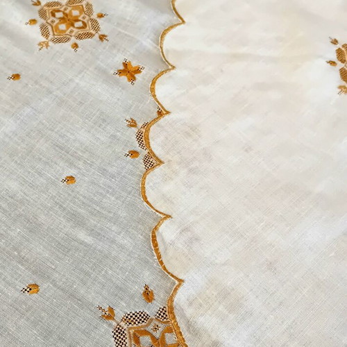 Tablecloth with Handmade Karsaniko Embroidery, New, Linen Fabric