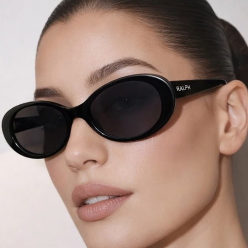 Ralph Lauren Vintage Oval Sunglasses used, black with original case