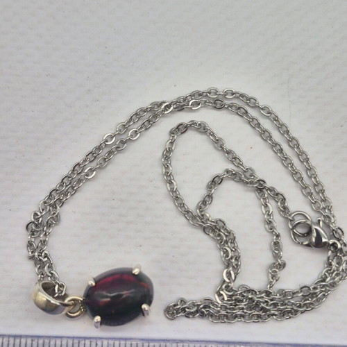 Black Fire Opal Australian Sterling Silver Necklace new