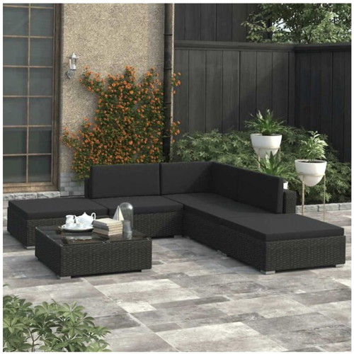 Outdoor 8-seat black garden sofa