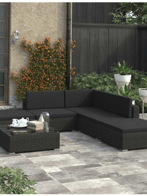 Outdoor 8-seat black garden sofa