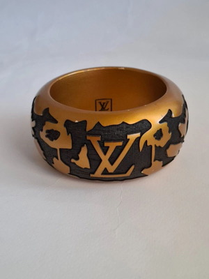 Louis Vuitton Leopard Monogram Wood Lacquer Bangle Bracelet used, black gold