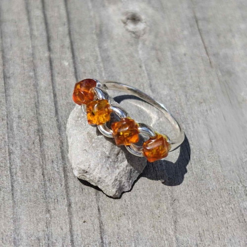 Silver ring with Baltic amber new