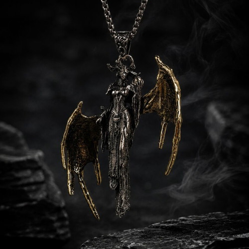 Gothic Men's Angel Wings Necklace Dark Fantasy Stainless Steel